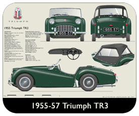 Triumph TR3 1955-57 (wire wheels) Place Mat, Small